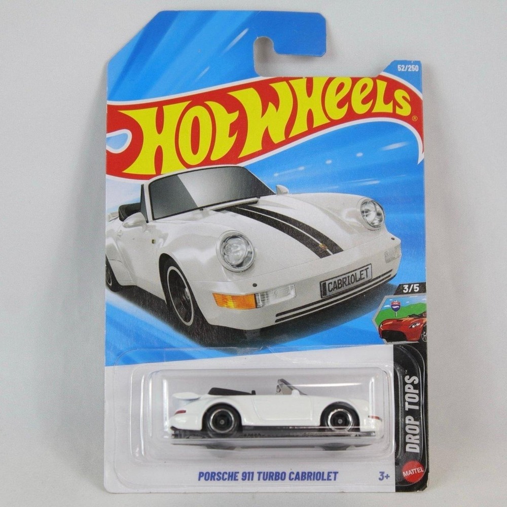 Hot Wheels White Porsche 911 Turbo Cabriolet Toy Car - NEW